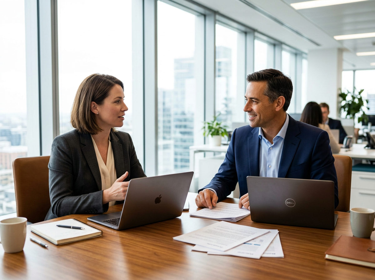 Waarderingsexpert in gesprek met een ondernemer over de bedrijfswaarde